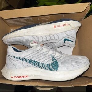 Nike ZoomX White and Teal Running Shoes